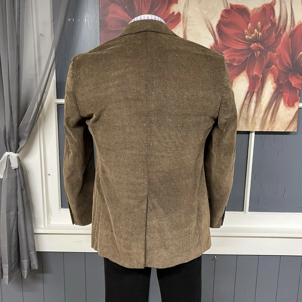 Stafford‎ Corduroy Blazer Jacket Sport Coat Mens 40R Slim Fit Brown Cotton